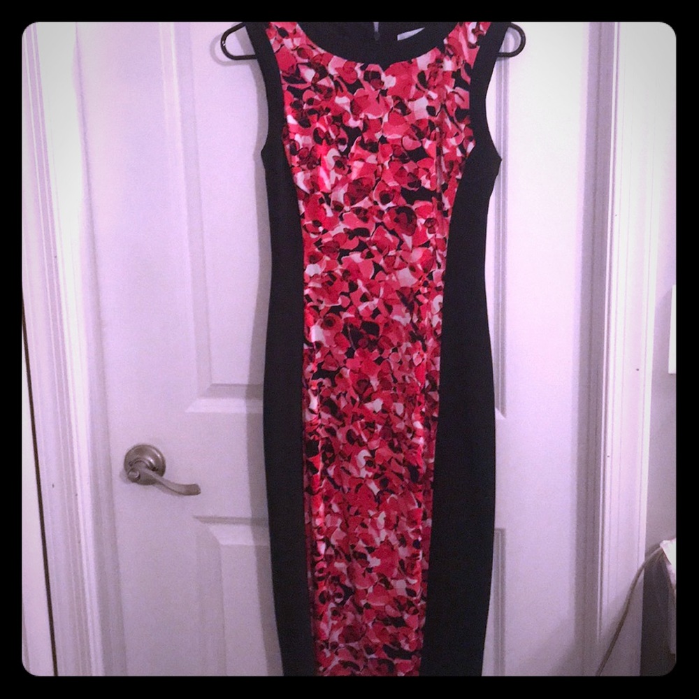 Ny & Co. Fitted Floral & Black Dress